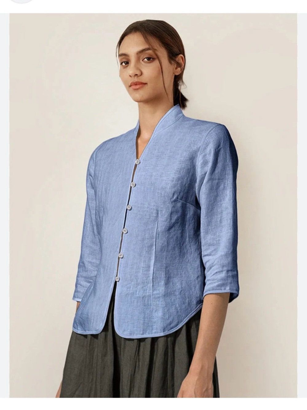New Lintico 100% European Linen Button Fitted Jacket Amelia Sz M Powder Blue